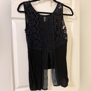 Sheer black crochet top